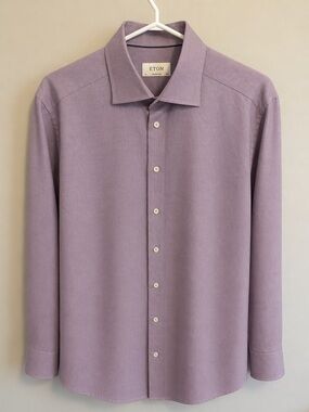 Eton Purple Micro-Texture Contemporary Fit Dress Shirt 16.5